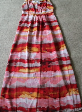 e*@n pic**e 美国 红色晕染 吊带超长裙