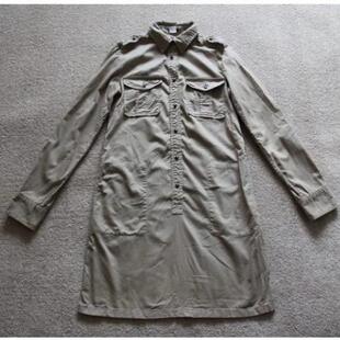 美国 卡其色挺括有型两用袖连衣裙 织补 清仓