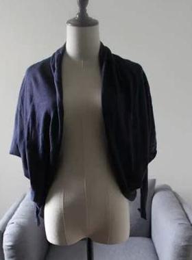 ca**inkl**n高端高级羊毛多变随性敞开式披肩针织清仓包邮蓝色