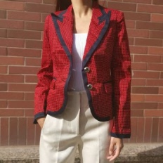 美国JC 红色复古格纹 短外套/小西装 好版型