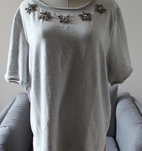 mea*8ws by**e 珠片花纹装饰 宽松短袖卫衣 瑕疵 清