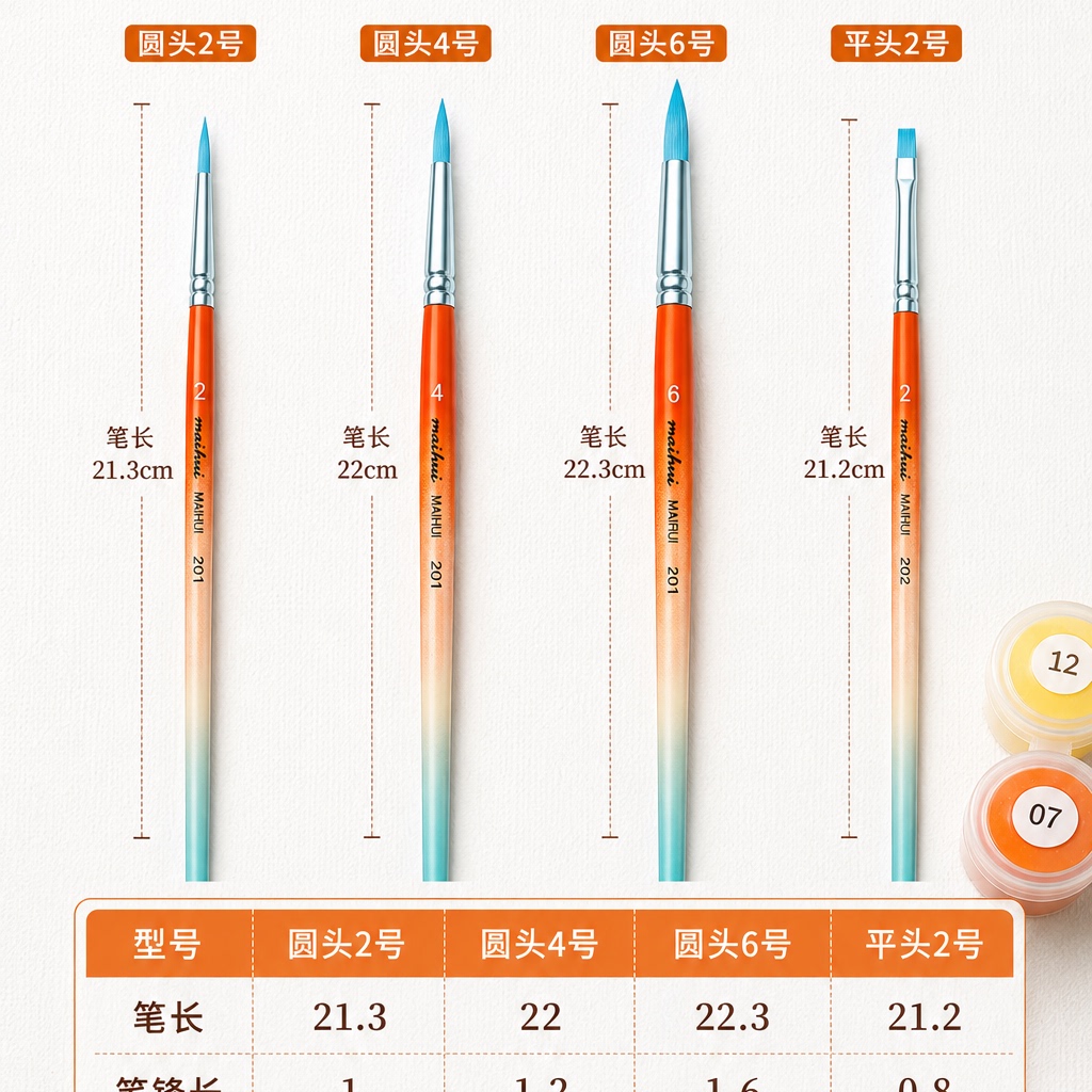麦绘数字油画笔套装尼龙毛专业水彩笔美术生专用绘画圆头图片