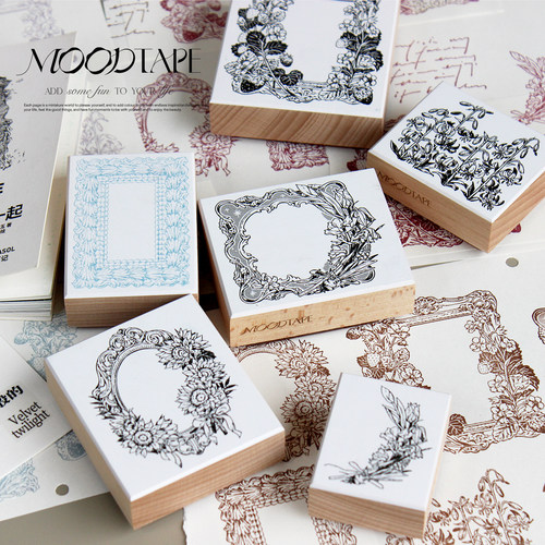 moodtape奶油草莓框原创植物花手帐树脂印章可爱手帐素材mood装饰