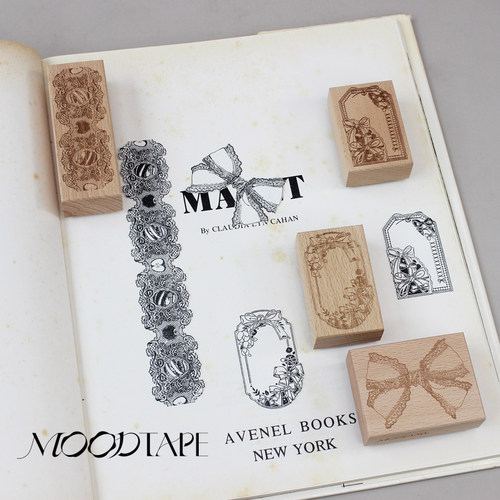 moodtape山茶蝴蝶结蕾丝原创手帐树脂印章可爱手帐素材mood装饰