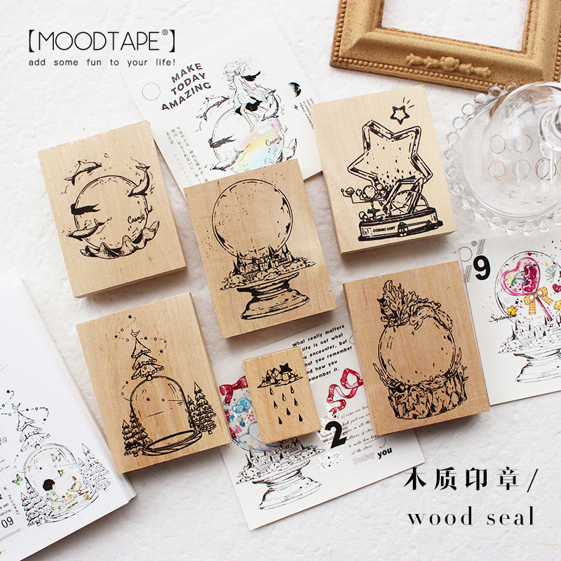 moodtape.玻璃瓶拼贴卡橡胶皮木质印章手帐手工diy素材mood印章 文具电教/文化用品/商务用品 和纸胶带 原图主图