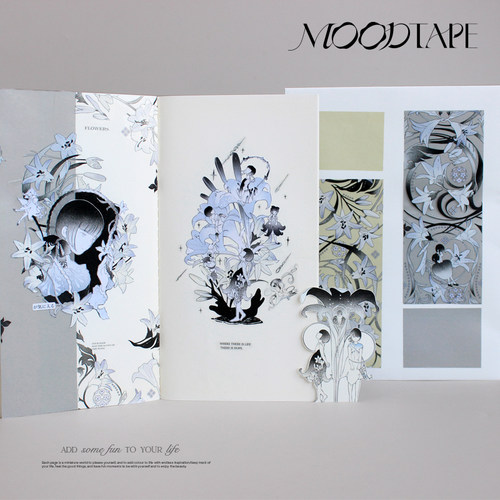 moodtape.百合迷恋lily原创人物花朵百合手帐胶带咕卡贴纸带文具