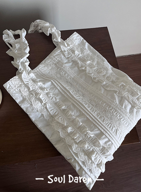 Soul Daren 原创芭蕾花边裙蝴蝶结少女可爱单肩小众白色包包