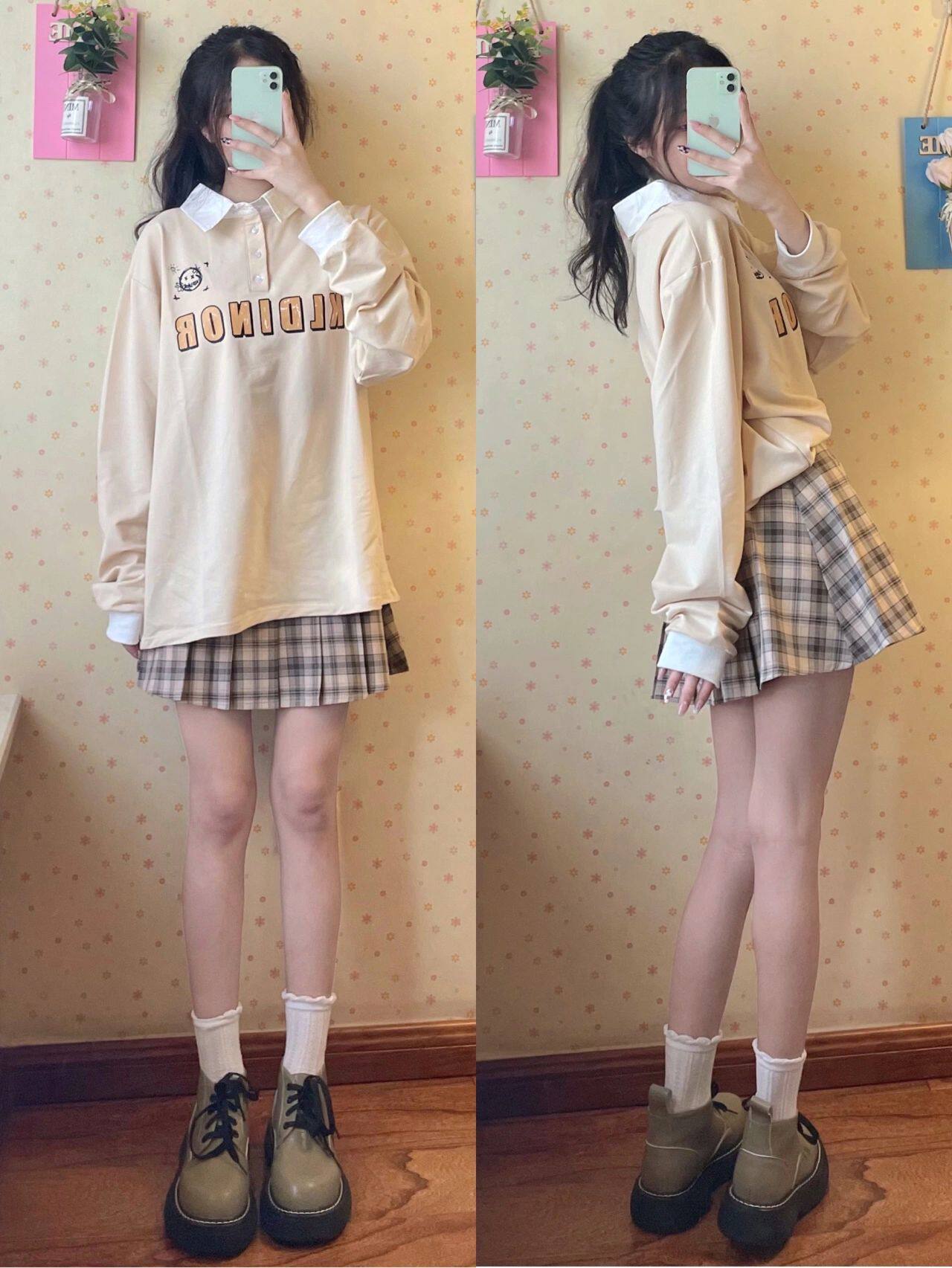 学院风早秋百搭衬衣女秋季2022年新款日系长袖卫衣百褶裙时尚套装