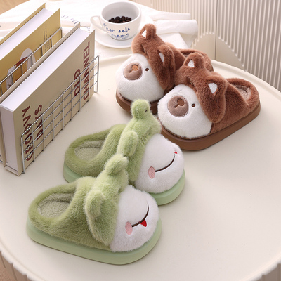 搭档兔卡通儿童秋冬季动物棉拖鞋