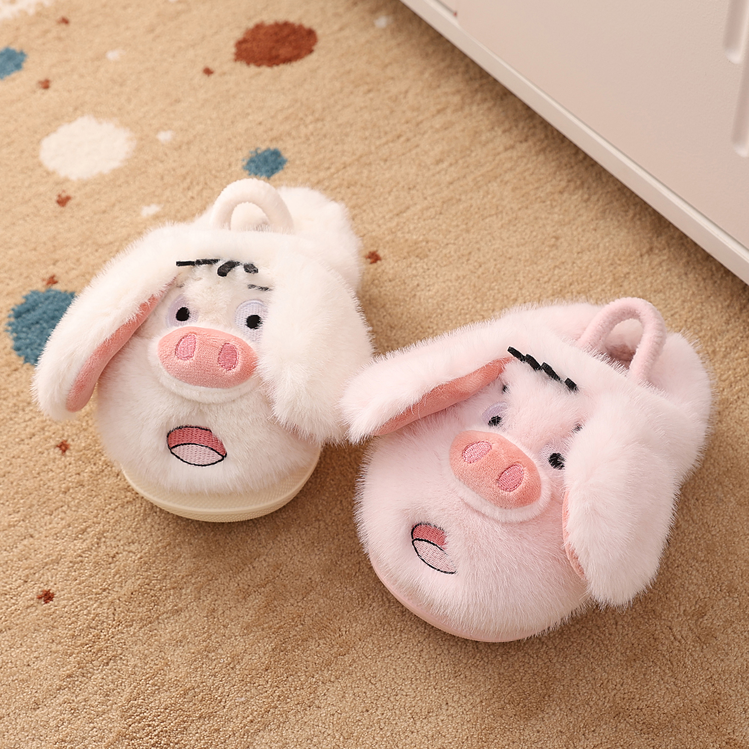 搭档兔飞天小猪儿童棉拖鞋亲子款