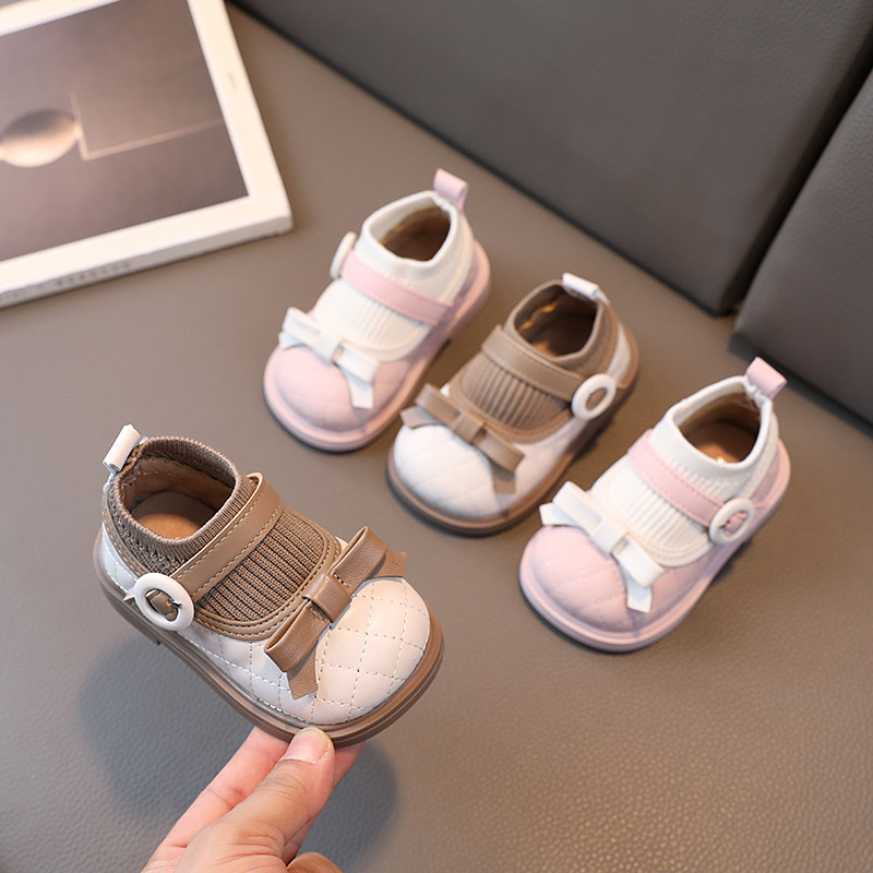 搭档兔学步鞋防滑女蝴蝶结公主鞋