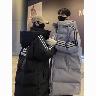 2025冬季新款三条杠羽绒棉服面包中长款加厚韩版宽松棉衣棉袄外套