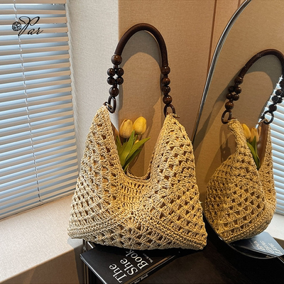 草编包夏季海边度假镂空托特包
