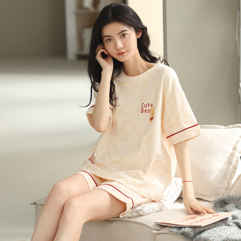 2022年新款睡衣女夏纯棉短袖短裤春秋款夏天夏款可外穿家居服套装