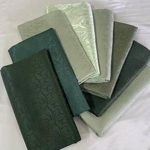 马面裙布料灰墨绿色复古风diy手工暗纹提花棉绸缎旗袍汉服装 面料