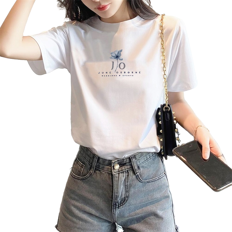 白色短袖T恤宽松显瘦印花纯棉