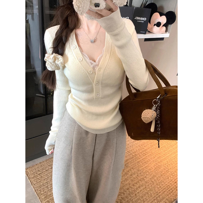 纯欲低领修身打底衫女早秋2025新款内搭高级感毛衣长袖针织衫上衣