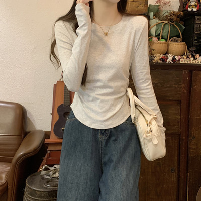 秋冬季辣妹收腰显瘦短款小个子t恤女长袖加厚保暖德绒打底衫上衣