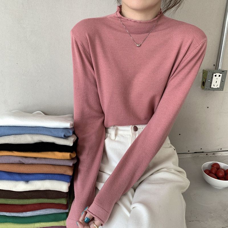 春秋薄款洋气宽松半高领内搭毛衣女打底衫中领长袖针织衫上衣秋冬,女装/女士精品,毛针织衫,淘宝优惠券,粉丝福利购,淘宝优惠卷