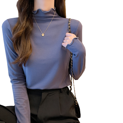 内搭t恤女长袖半高领德绒打底衫