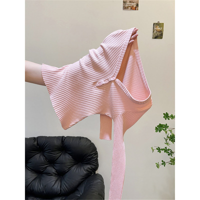 秋冬v领粉色长袖打底针织衫上衣高级设计感纽扣可外穿内搭毛衣女