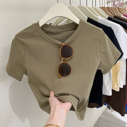 夏季新款修身短款正肩短袖t恤女