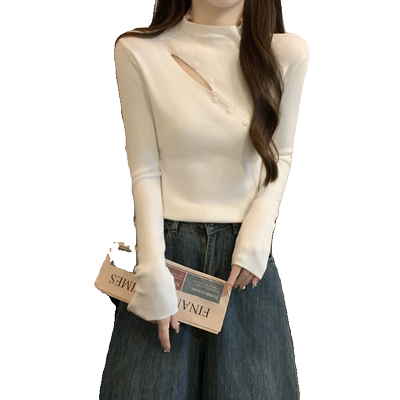 半高领镂空内搭毛衣女长袖打底衫