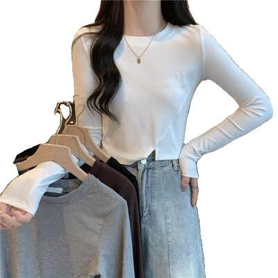 小个子短款修身t恤女长袖打底衫