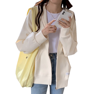 春秋薄款百搭宽松bf慵懒风连帽卫衣女ins潮秋冬季韩版开衫短外套