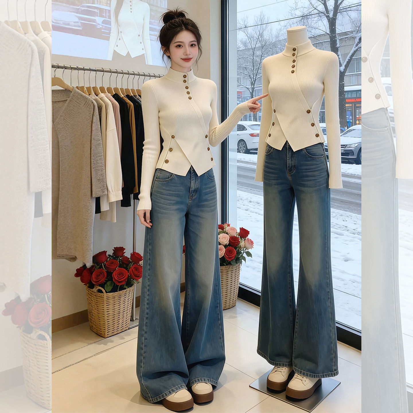 法式复古半高领毛衣针织打底衫女内搭秋冬设计感修身短款长袖上衣,女装/女士精品,毛针织衫,淘宝优惠券,粉丝福利购,淘宝优惠卷