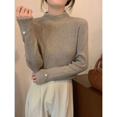 半高领内搭毛衣女春秋冬高级感绝美巨好看长袖修身针织打底衫上衣
