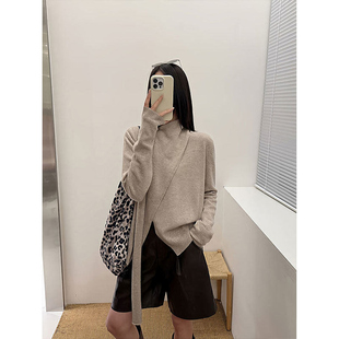 法式懒惰风设计感飘带针织衫女秋冬高级设计感长袖内搭毛衣打底衫