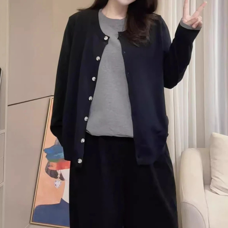 设计感假两件针织开衫女秋冬季洋气可外穿显瘦宽松高级感毛衣上衣