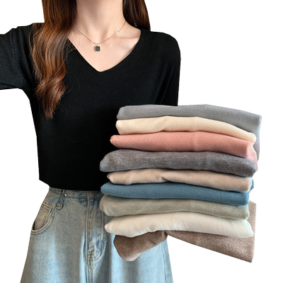 秋冬季薄款慵懒风宽松外穿低领长袖打底针织衫洋气内搭v领毛衣女