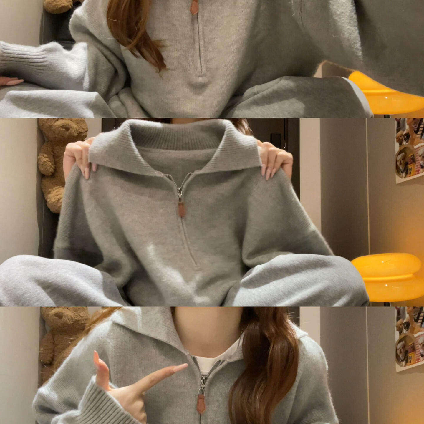 韩系复古气质宽松长袖polo翻领针织衫半拉链上衣女秋冬打底衫毛衣,女装/女士精品,毛针织衫,淘宝优惠券,粉丝福利购,淘宝优惠卷