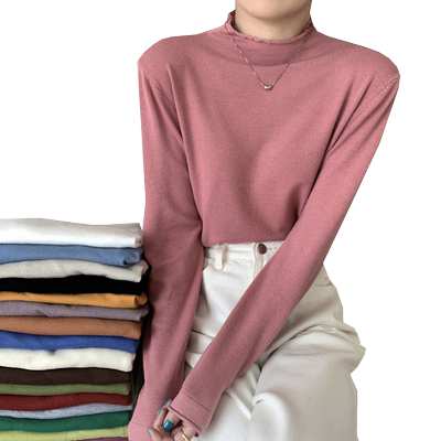 春秋薄款洋气内搭中领长袖针织衫