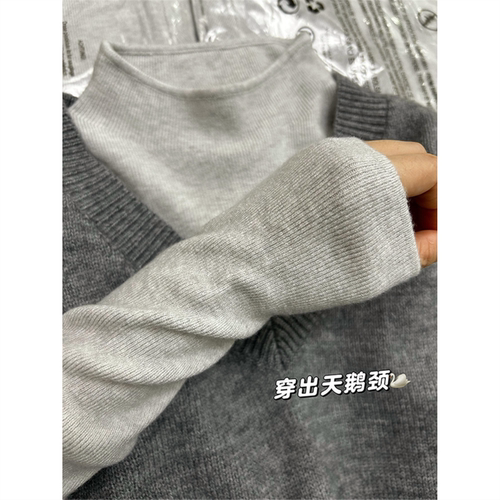格雷系灰色立领长袖针织打底衫女秋冬内搭半高领毛衣上衣2026新款