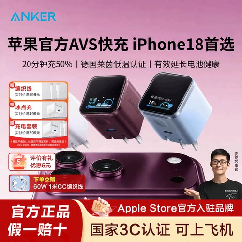 anker安克屏显安心充smart+45W