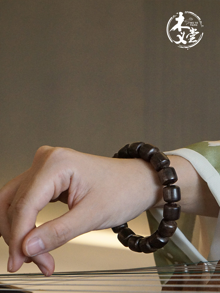 정통 정통 인도네시아 칼리만탄 오래된 재료 침향 팔찌 남성용 오일 배럴 비드 플레이트 나무 비즈 여성 팔찌 재생