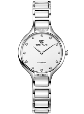 天王表正品女士手表防水陶瓷表带石英表时尚休闲腕表31009