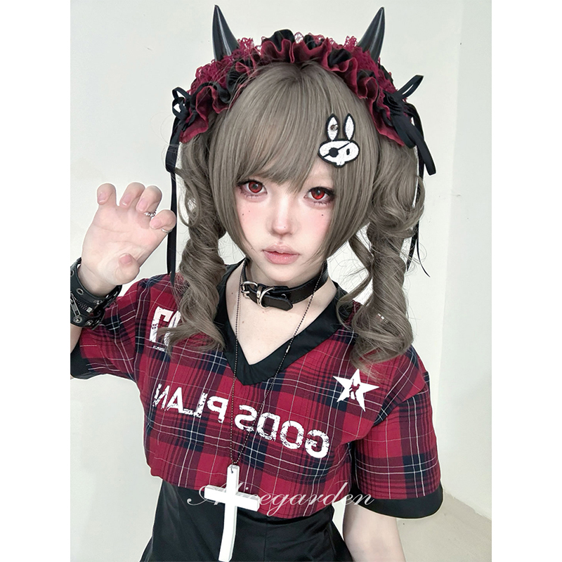 复古doll感虎口夹双马尾jk全头套