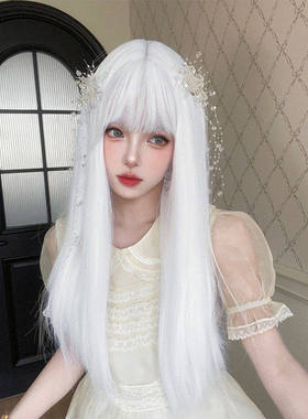 Alicegarden假发女网红冰雪姬软妹lolita白色日常万用原宿长直发