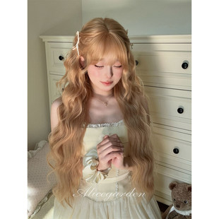 AG假发女长发网红Lolita 韩系气质金色长卷发jk全头套 麻薯团子