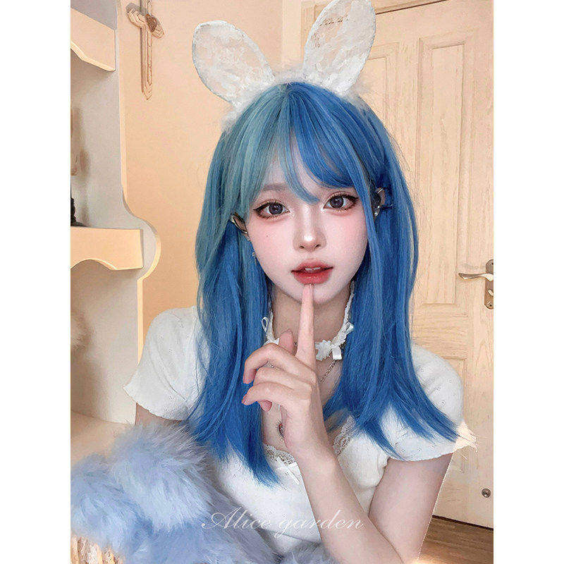 alicegarden假发女长发网红挑染长直发lolita全头套jk自然齐刘海