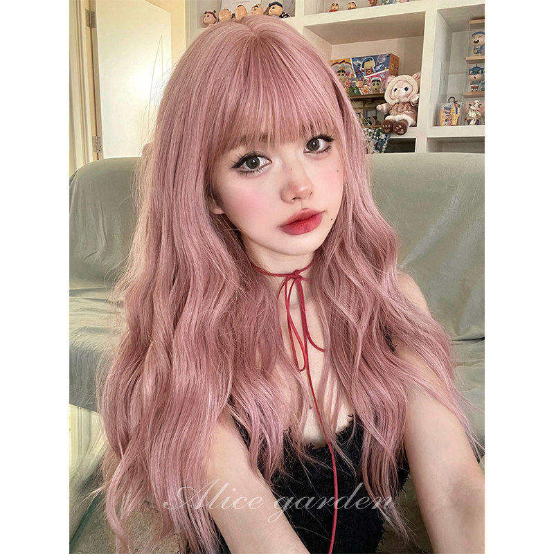 AG假发女长发网红jk大波浪自然齐刘海全头套Lolita时尚彩色长卷发