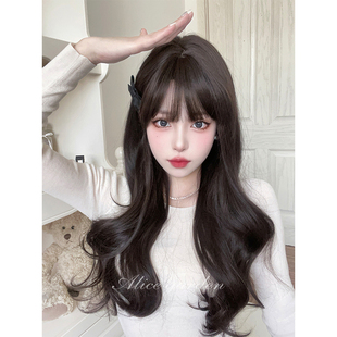 假发女长发网红软妹Lolita自然长卷发日常修脸jk逼真齐刘海全头套