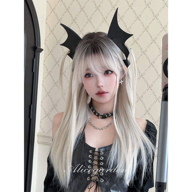 AG假发女长发网红lolita『暹罗喵语』亚裔风爆顶染个性直发jk头套