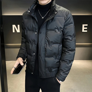 韩系穿搭秋冬轻薄保暖羽绒棉服男高级感时尚百搭立领外套休闲男装