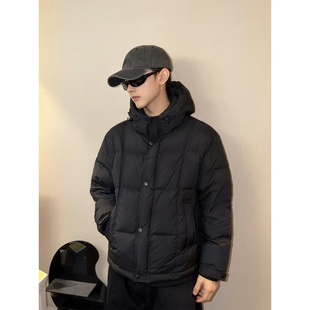 美式复古保暖轻薄排骨羽绒服男cleanfit时尚百搭冬季防寒连帽外套