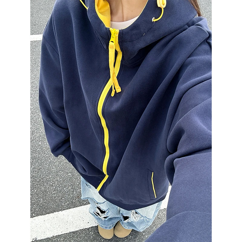 美式cleanfit连帽卫衣男开衫外套